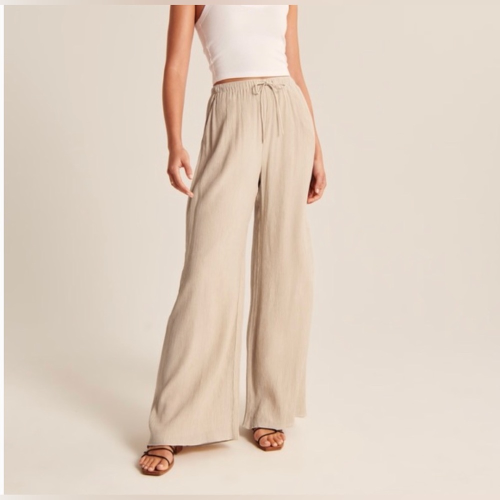Abercrombie Crinkle Textured Pull-On Wide Leg Pant XS